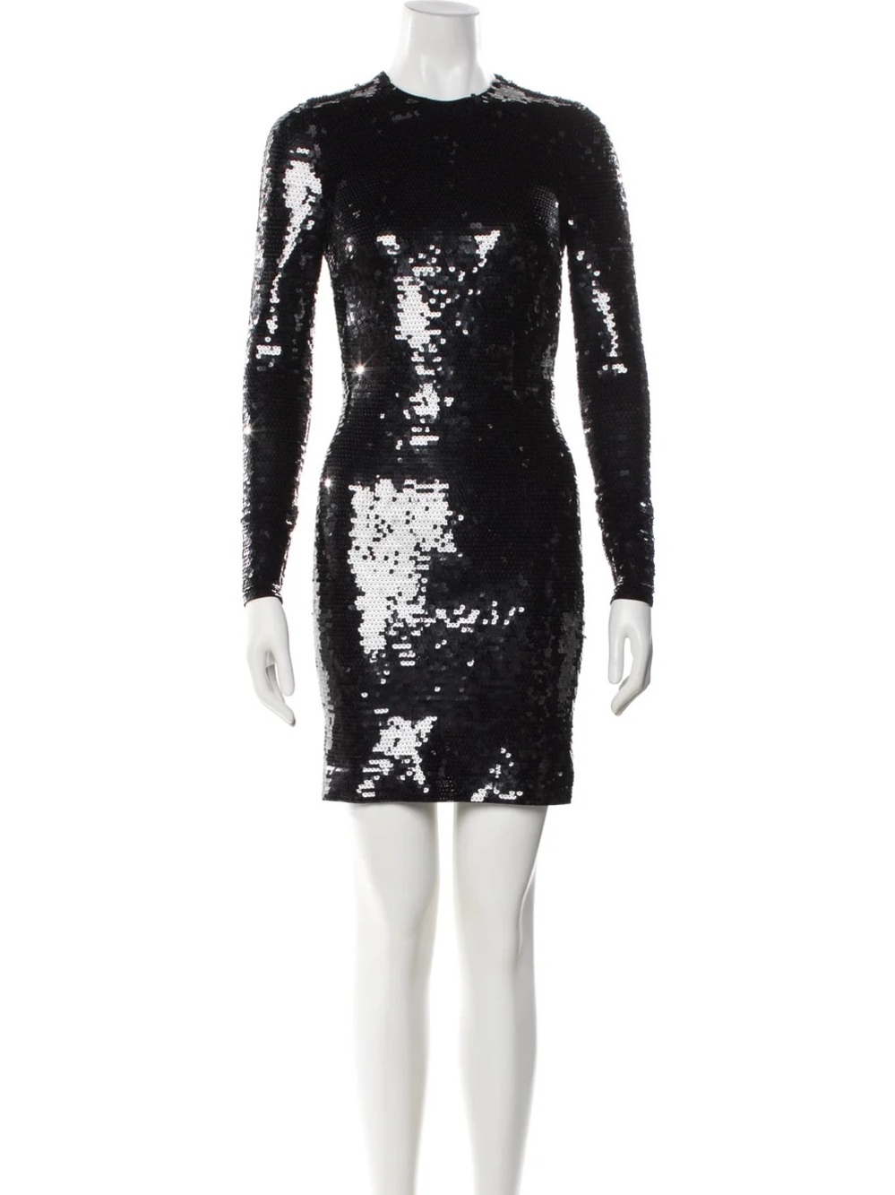 Stella McCartney Black Sequin Long-Sleeve Sheath Dress